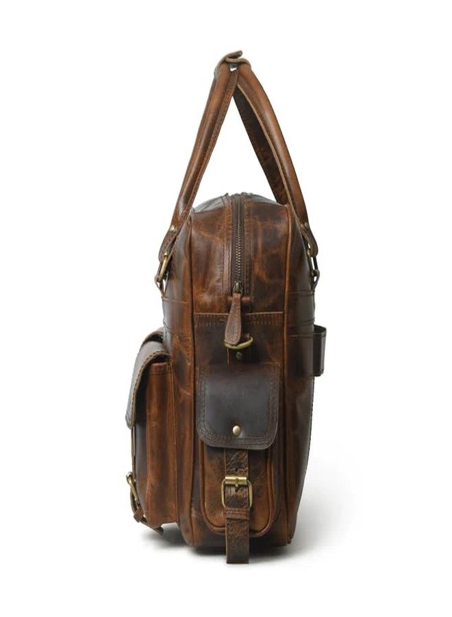 MaheTri Arthur Travel Leather Laptop Briefcase (Up to 16") | Handmade Genuine Leather Laptop Bag for Men | Adjustable Strap, Multiple Compartments, Premium Brass Hardware With Top Class Leather - Image 5