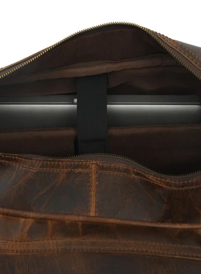MaheTri Arthur Travel Leather Laptop Briefcase (Up to 16") | Handmade Genuine Leather Laptop Bag for Men | Adjustable Strap, Multiple Compartments, Premium Brass Hardware With Top Class Leather - Image 4