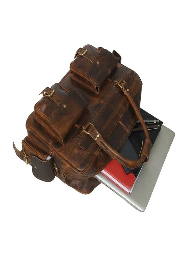 MaheTri Arthur Travel Leather Laptop Briefcase (Up to 16") | Handmade Genuine Leather Laptop Bag for Men | Adjustable Strap, Multiple Compartments, Premium Brass Hardware With Top Class Leather - Image 3