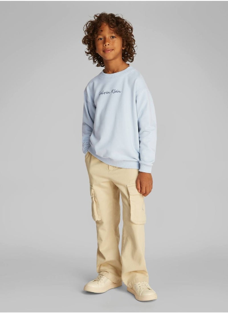 Calvin Klein Jeans Girls' Logo Sweatshirt - Cotton blend, Blue  - Image 5