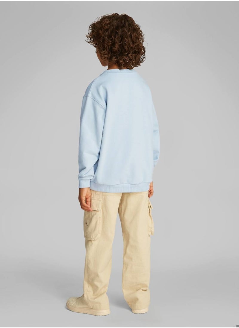Calvin Klein Jeans Girls' Logo Sweatshirt - Cotton blend, Blue  - Image 2