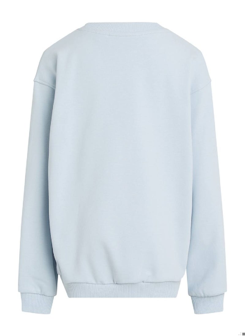 Calvin Klein Jeans Girls' Logo Sweatshirt - Cotton blend, Blue  - Image 4