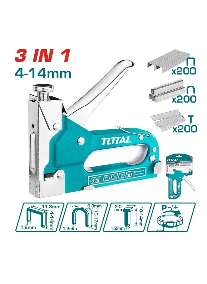 TOTAL TOTAL  2-in-1 Staple Gun – High/Low Power Switch, 6-14mm Staples & 10-15mm Brad Nails, Includes 500 Staples & 500 Brad Nails, Perfect for DIY & Home Repairs – Double Blister Pack  - Image 1