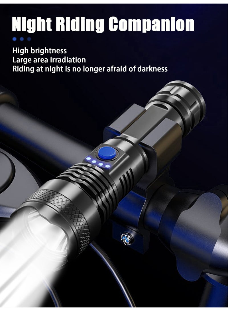 Super Bright LED Flashlight, USB Rechargeable Torch with 3000mAh Battery, 3 Modes, Waterproof, for Camping, Cycling, Hiking, Emergency - Image 4