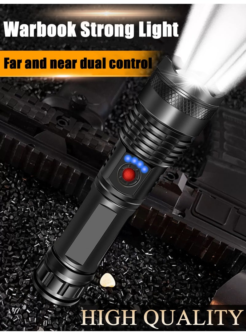 Super Bright LED Flashlight, USB Rechargeable Torch with 3000mAh Battery, 3 Modes, Waterproof, for Camping, Cycling, Hiking, Emergency - Image 3