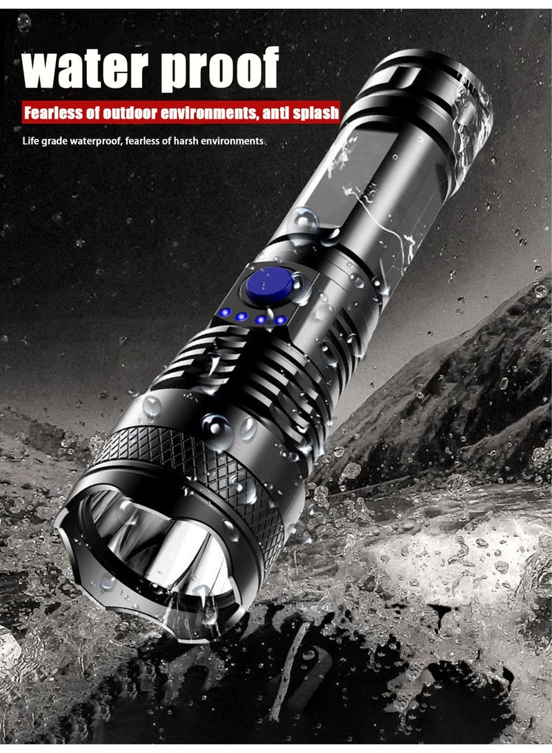Super Bright LED Flashlight, USB Rechargeable Torch with 3000mAh Battery, 3 Modes, Waterproof, for Camping, Cycling, Hiking, Emergency - Image 5