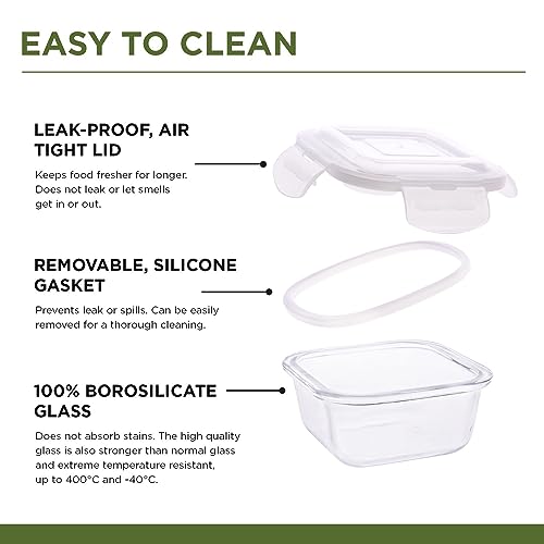 SOPL-OLIVEWARE Ivy Borosilicate Glassware Square Lunchbox, Napkin & Steel Spoon, Microwave Proof, 3 Cointainer with 320ml Each - Grey - Image 5