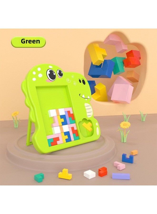 لعبة أحجية الأطفال ديناصور متعددة الوظائف من مكعبات تتريس للتعليم المبكر لعبة ألغاز مقاومة للسقوط - اللون: ديناصور أخضر تتريس (التجارة الإلكترونية) - Image 1