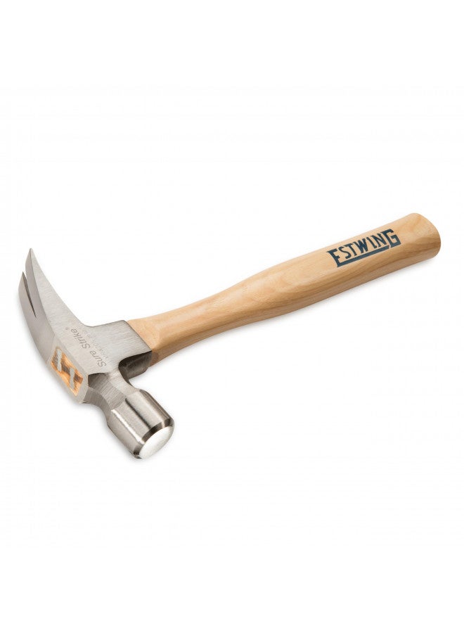 ESTWING Sure Strike Hammer - 20 oz Straight Rip Claw with Smooth Face & Hickory Wood Handle - MRW20S