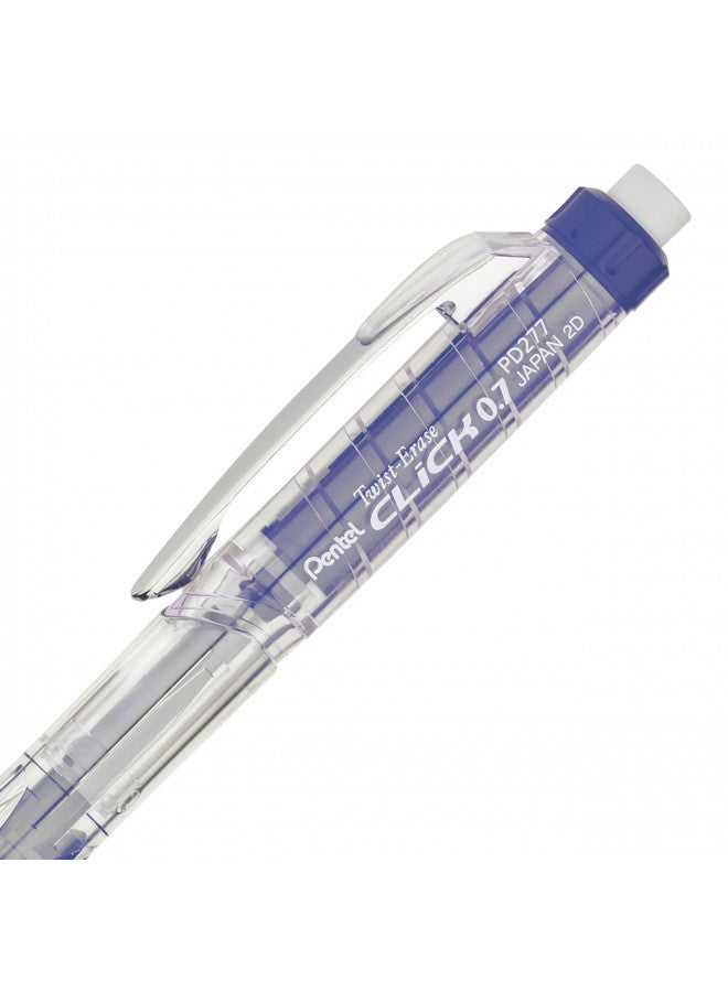 Pentel قلم رصاص ميكانيكي بنتل توست-إيراس كليك (0.7 مم) بألوان براميل زرقاء متنوعة، قد يختلف اللون، علبة من 12 (PD277TC) - Image 2