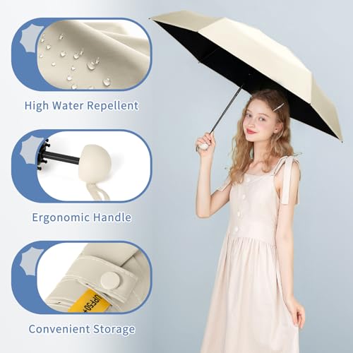 Yoobure Travel Umbrella Portable Compact Umbrellas, Pocket Mini for Purse, Umbrellas for UV Sun & Rain Small for Backpack, Umbrella with Case Folding for Kids Women - Image 3
