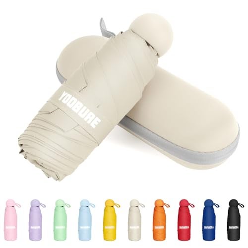 Yoobure Travel Umbrella Portable Compact Umbrellas, Pocket Mini for Purse, Umbrellas for UV Sun & Rain Small for Backpack, Umbrella with Case Folding for Kids Women - Image 1
