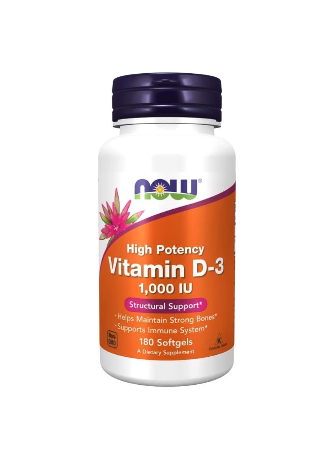 now Vitamin D-3 1000IU Softgels 180's - Image 1