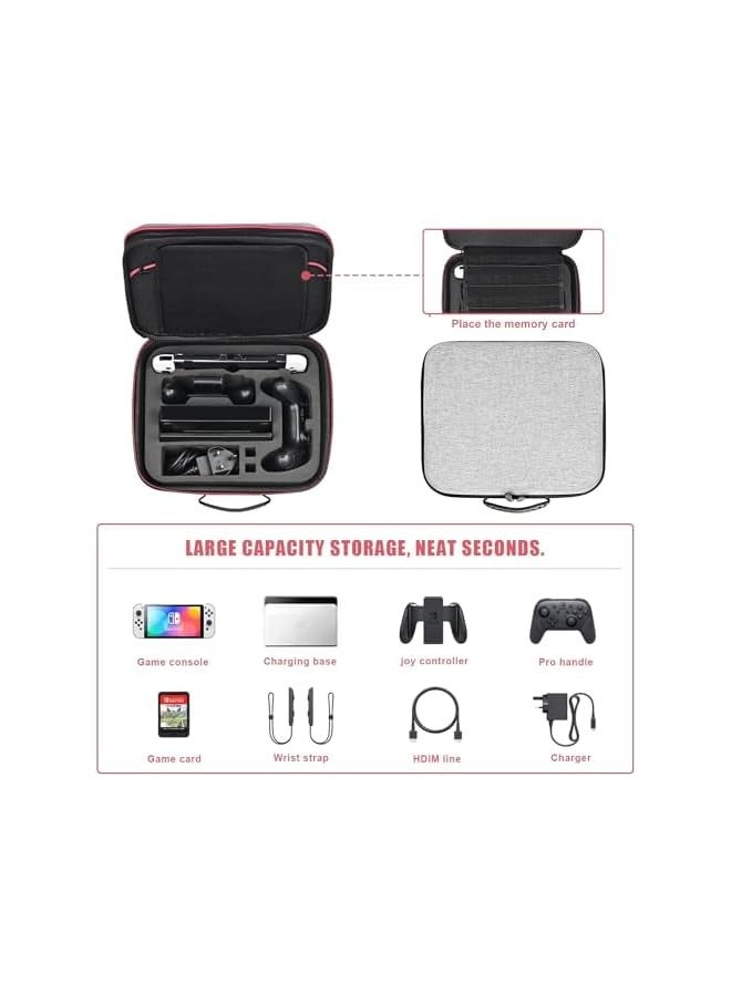 PROMASS Portable Case, Compatible with Nintendo Switch and Switch OLED, Large Nintendo Switch Portable Storage Case, for Switch Console Console and All Accessories of Carry Case, Easy Clean Case (Grey) - Image 5