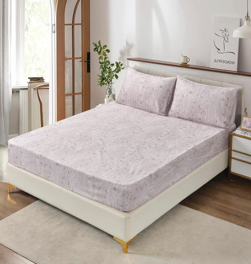 La Maison LAMISON Microfiber Printed 6pcs Comforter Set| QUEEN|1 Comforter (220X240cm), 1 Fitted Sheet (160X200+35cm), 2 Pillowshams (50X75+5cm) 2 Pillowcase (50X75cm)| With Soft Filling| Design: TR-4772 - Image 2