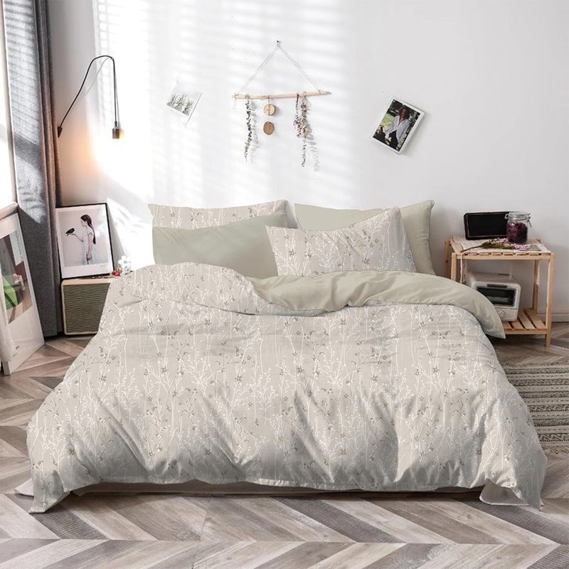 La Maison LAMISON Microfiber Printed 6pcs Comforter Set| QUEEN|1 Comforter (220X240cm), 1 Fitted Sheet (160X200+35cm), 2 Pillowshams (50X75+5cm) 2 Pillowcase (50X75cm)| With Soft Filling| Design: TR-4772 - Image 1