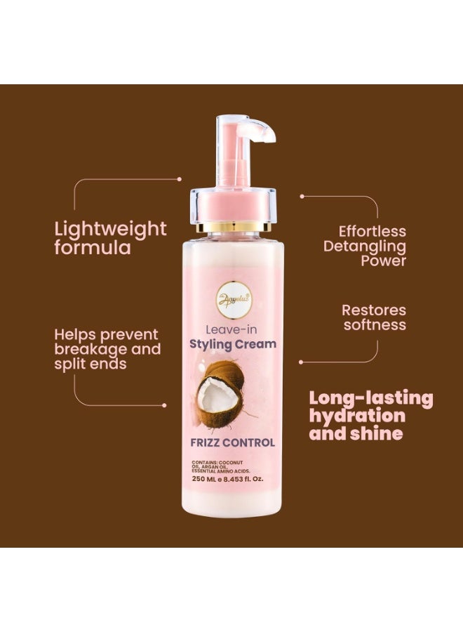 ANYELUZ ANYELUZ Daily Leave-In Conditioner Cream, Coconut & Argan Oil Formula, Frizz Control Moisturizer, Strengthening Detangler, Hydrating Hair Treatment for Curly, Dry, or Color-Treated Hair  - Image 3