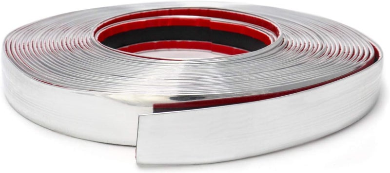 QWORK 1" Wide 40 Feet Chrome Molding Trim, Car Auto Truck Side Exterior Edge Lip Protect Sticker DIY Exterior Decoration for Bumper Door Guard Protection, Car Scratchproof - Image 2