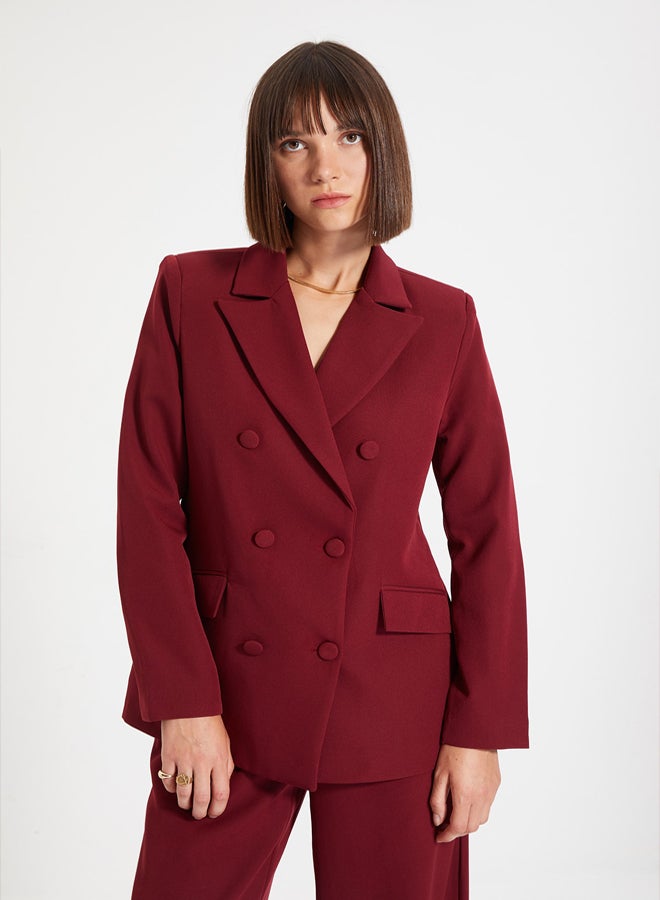 trendyol Claret Red Regular Lined Woven Blazer Jacket - Image 4