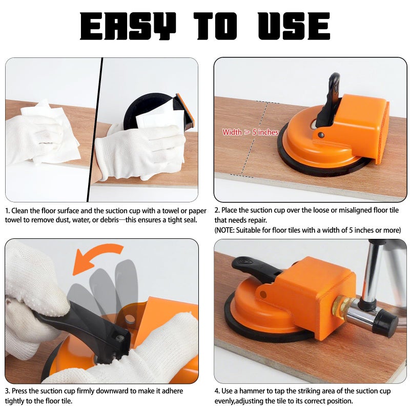ZAPSIFOU Heavy Duty Floor Gap Fixer Tool, Plank Grabber with Suction Cup(D: 4.84 Inch), Flooring Gap Repair Tool for Wood, Tile, Vinyl, Laminate Flooring Tools, Ideal for Smooth Surfaces of 5 Inches and Above - Image 4