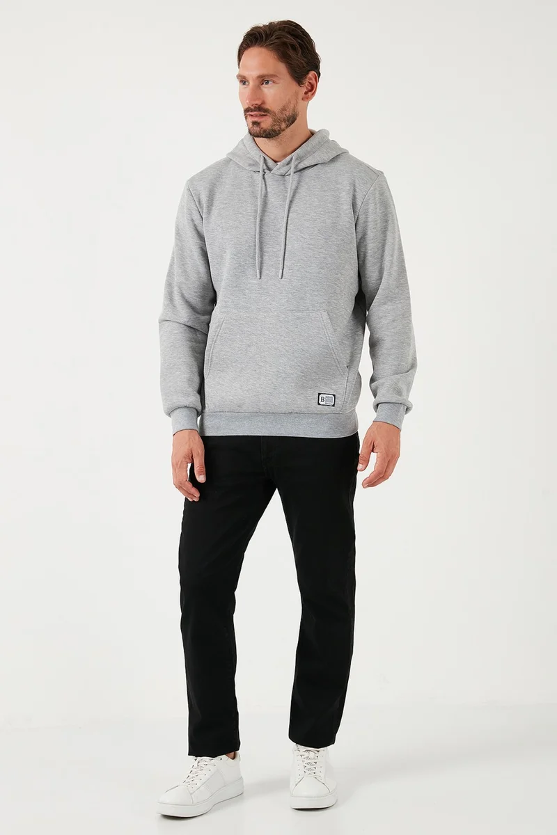 بوراتي Slim Fit Hooded Kangaroo Pocket Furry Inside Soft Drawstring Sweat Men's Sweat 5905281