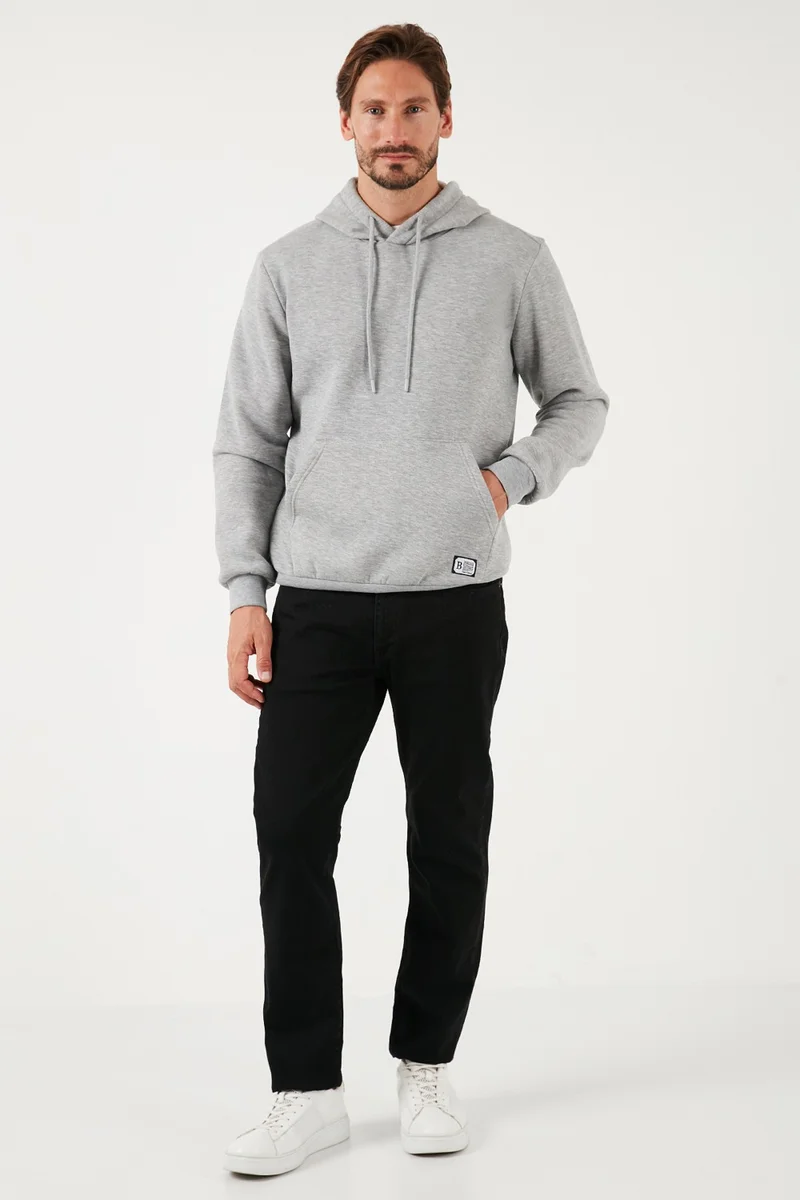 بوراتي Slim Fit Hooded Kangaroo Pocket Furry Inside Soft Drawstring Sweat Men's Sweat 5905281