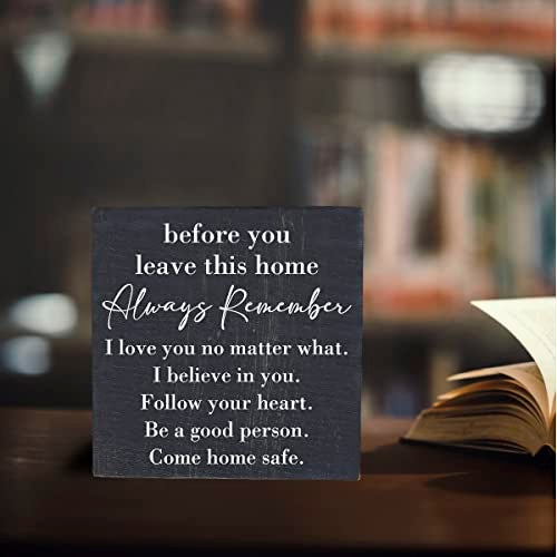 HTBIG Inspirational Home Farmhouse Desk Decor Wooden Box Sign Always Remember You are Braver Than You Think Rustic Black Wood Block Plaque Box Sign for Women Family Friends Shelf Table Decor - Image 4