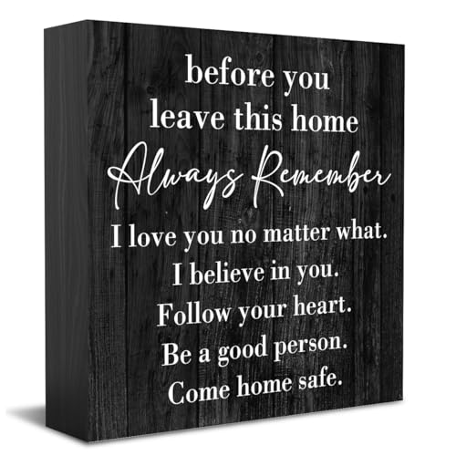 HTBIG Inspirational Home Farmhouse Desk Decor Wooden Box Sign Always Remember You are Braver Than You Think Rustic Black Wood Block Plaque Box Sign for Women Family Friends Shelf Table Decor - Image 1