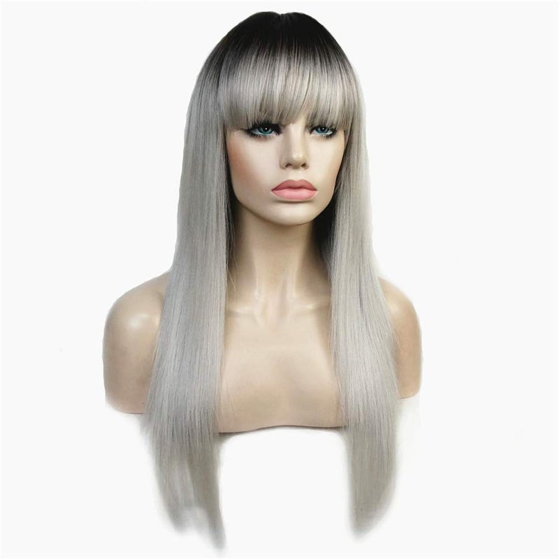 Aimole 24" Long Straight Kanekalon Premium Synthetic Wig Natural Ombre Wigs (TT4-60)