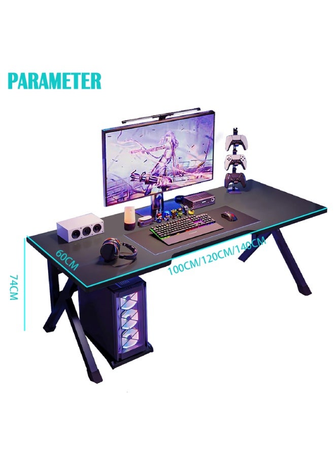 Generic Gaming Desk, PC Gaming Table, Ergonomic Computer Desk, Writing Study Desk, K-shaped Home Office Desk with 2 Cable Holes, Spacious Desktop, Ideal for Students and Gamers, 100x60x74cm, YN090, Black - Image 3