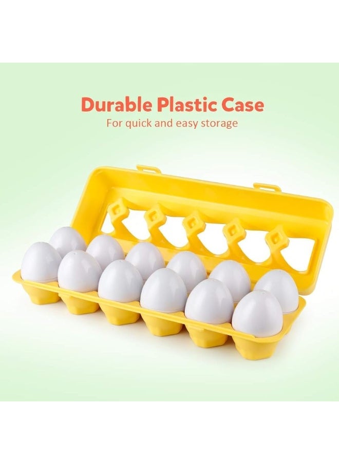 Coogam Matching Eggs 12 pcs Set Color & Shape Recoginition Sorter Puzzle for Toddlers Easter Travel Game Early Learning Educational Fine Motor Skill Montessori Gift for Year Old Kids