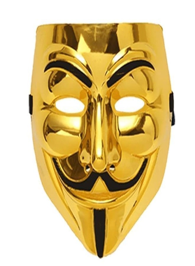 GIRLYZ ATTIRE Face Masks for Halloween Parties Annual Day Celebration (GOLDEN V MASKS (PACK OF 1)) - Image 1