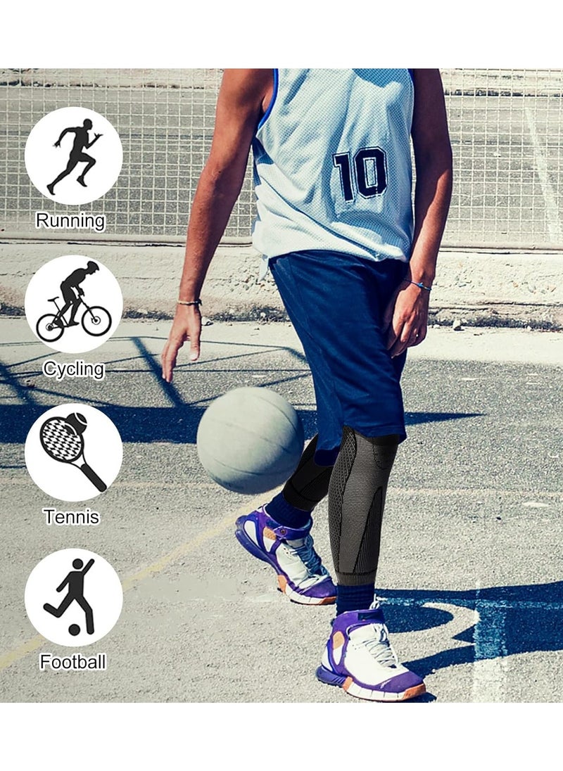 Angola Panda 2 Piece Leg Compression Sleeve Full Leg 2 Piece Long Knee Brace, Adjustable Sports Knee Support for Men/Women, Knee Braces with Elastic Compression Design, All-round Protection Knee Pads, for Men Women Knee Support Protector for Running,Weightlifting, Workout, Joint Pain Relief, Meniscus Tear, Arthritis, Tendinitis  - Image 3