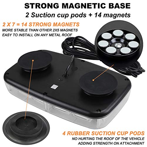 ASPL [Upgraded 5] 48LED Roof Top Strobe Lights, High Visibility Emergency Safety Warning LED Mini Strobe Light bar with Magnetic Base for 12-24V Snow Plow, Trucks, Construction Vehicles (Amber/White) - Image 4