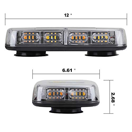 ASPL [Upgraded 5] 48LED Roof Top Strobe Lights, High Visibility Emergency Safety Warning LED Mini Strobe Light bar with Magnetic Base for 12-24V Snow Plow, Trucks, Construction Vehicles (Amber/White) - Image 3