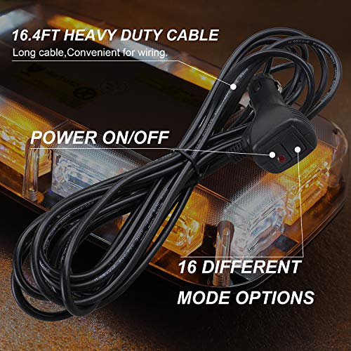 ASPL [Upgraded 5] 48LED Roof Top Strobe Lights, High Visibility Emergency Safety Warning LED Mini Strobe Light bar with Magnetic Base for 12-24V Snow Plow, Trucks, Construction Vehicles (Amber/White) - Image 5