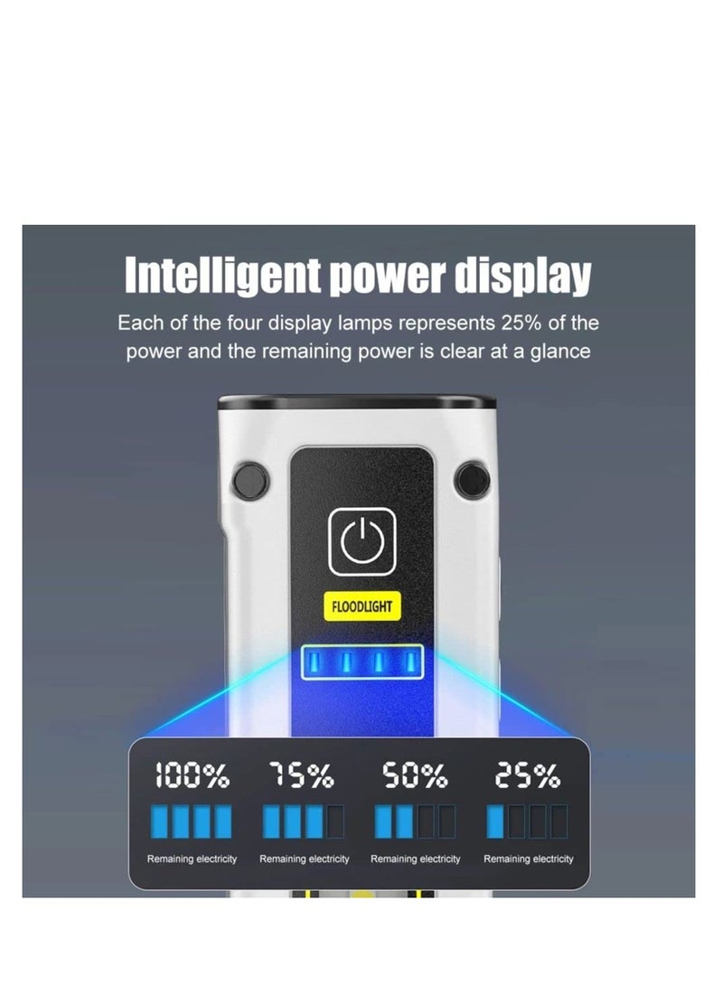 EDC Mini Flashlight Rechargeable with COB Side Light,1000 Lumens Super Bright Small Portable Tactical Pocket Torch with Power Bank and Magnet for Walking,Hiking,Camping,Emergency (White) - Image 5