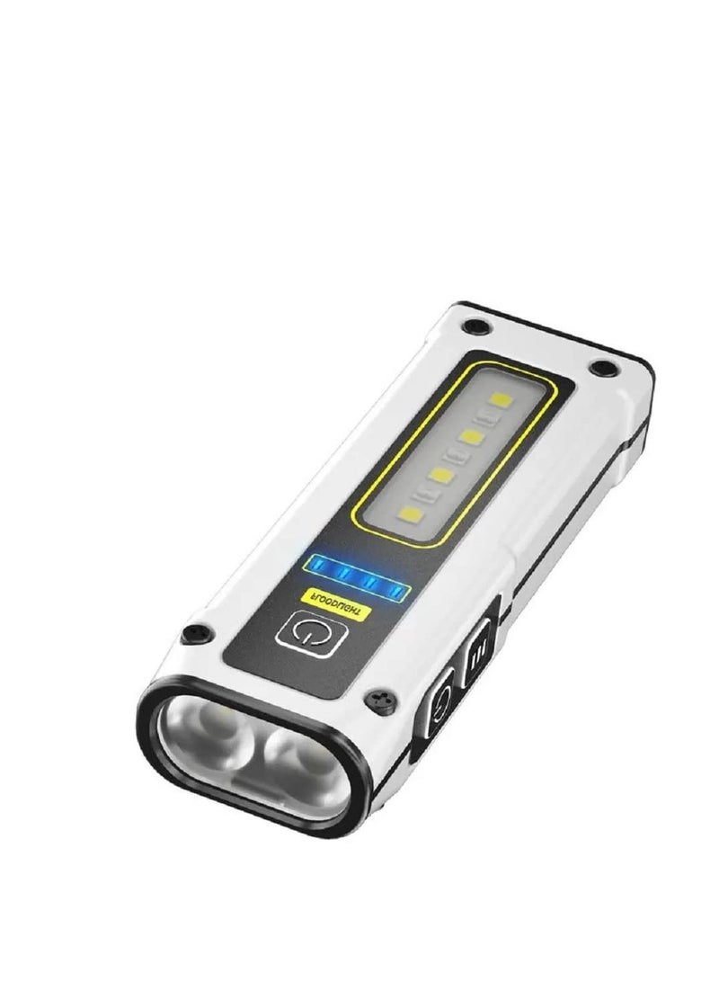 EDC Mini Flashlight Rechargeable with COB Side Light,1000 Lumens Super Bright Small Portable Tactical Pocket Torch with Power Bank and Magnet for Walking,Hiking,Camping,Emergency (White) - Image 1