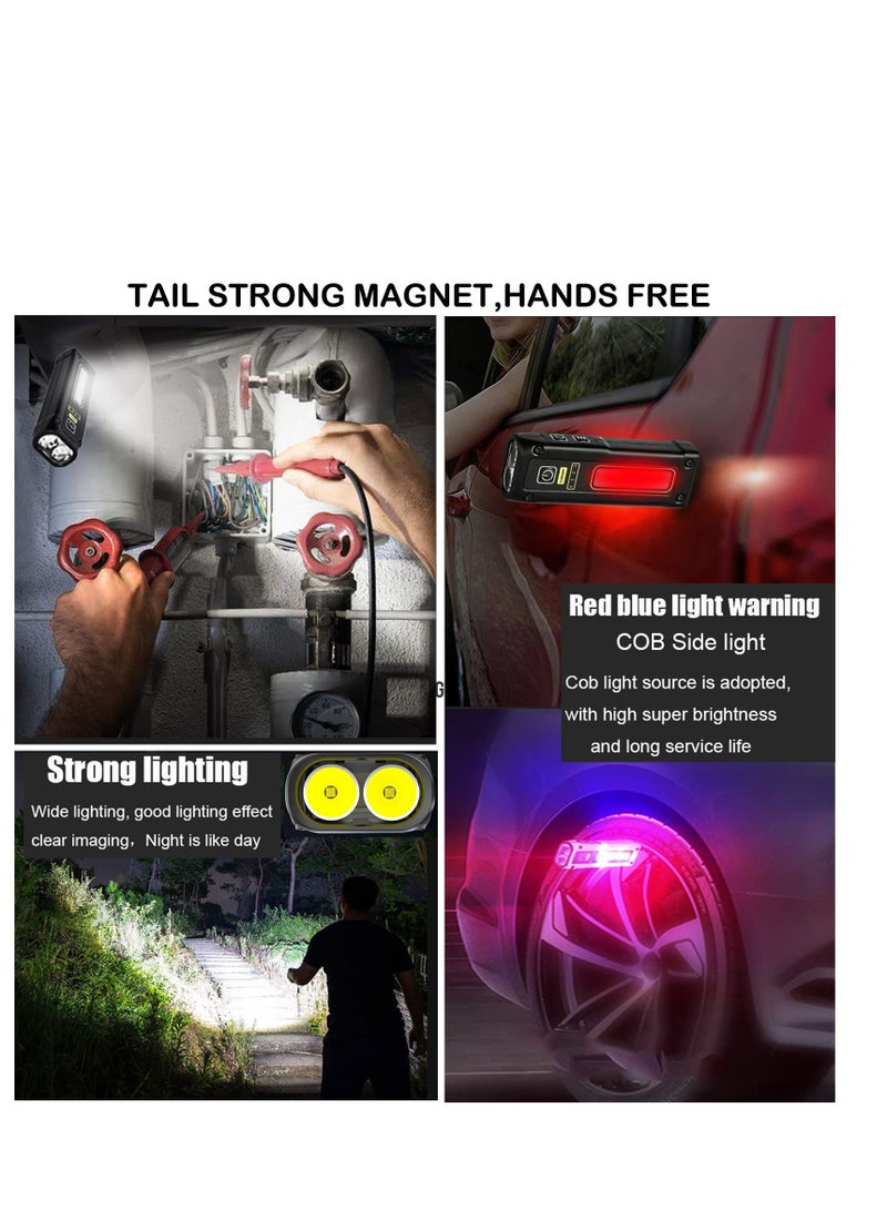 EDC Mini Flashlight Rechargeable with COB Side Light,1000 Lumens Super Bright Small Portable Tactical Pocket Torch with Power Bank and Magnet for Walking,Hiking,Camping,Emergency (White) - Image 4