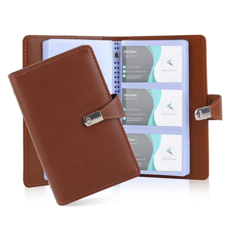Climberty ® Business Cards Holder 150 Pockets PU Leather Cover Travel Business Cards Holder Fit for 3.5x2.3 in Cards, Semi-Transparent Pockets, Versatile for Credit and ID Cards - Image 1