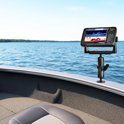 VAUBORTTI Aluminum Fish Finder Mount, Marine Electronic Mount for Boat, C Size 1.5" Ball with T-Bolt Track Base, Compatible with Garmin, Lowrance, Raymarine, for RAM Systems - Image 2