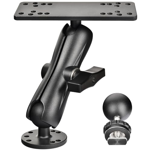 VAUBORTTI Aluminum Fish Finder Mount, Marine Electronic Mount for Boat, C Size 1.5" Ball with T-Bolt Track Base, Compatible with Garmin, Lowrance, Raymarine, for RAM Systems - Image 1