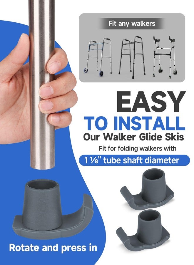 GREENANTS Walker Ski Glides Accessories Heavy Duty 2 PCS, Replacement Caps or Pads for Walkers and Rollators, Universal Fit Glide Caps With Tool-Free Installation - Image 5