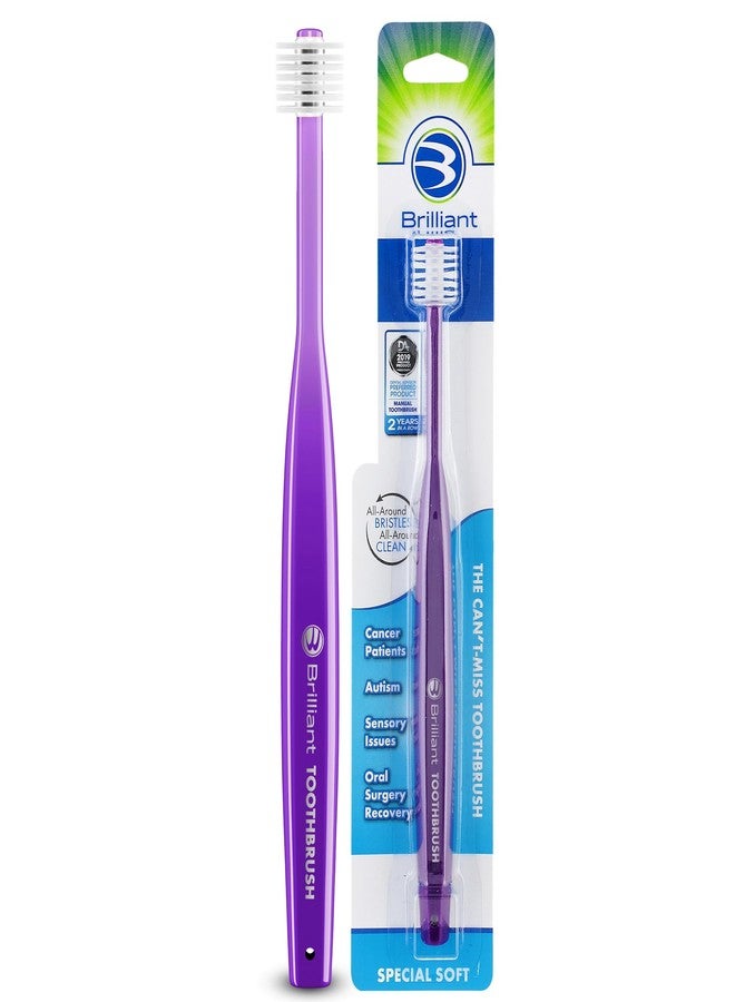 Brilliant Specialty Adult Round Toothbrush for Sensitive Mouths to Support Chemo and Other Sensory Oral Care Needs with Ultra Soft Bristles, Violet, 1 Pack - Image 1
