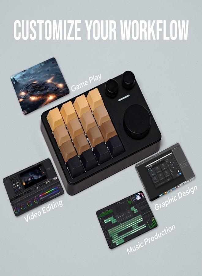 KiiBoom Cybrix 16 VIA Programmable Macro Pad - 16 Keys + 3 Knobs, Type-C Wired Aluminum Numpad, Hot-Swappable PCB, RGB Backlight, Lightweight & Portable Numeric Keypad for Windows & Mac (Black) - Image 4