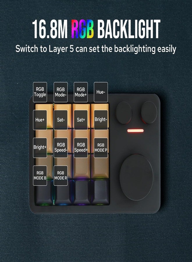 KiiBoom Cybrix 16 VIA Programmable Macro Pad - 16 Keys + 3 Knobs, Type-C Wired Aluminum Numpad, Hot-Swappable PCB, RGB Backlight, Lightweight & Portable Numeric Keypad for Windows & Mac (Black) - Image 5