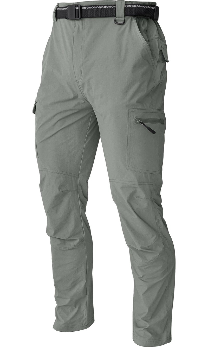 AREOUTS Men's Cargo Work Hiking Pants Lightweight Water Resistant Quick Dry Fishing Travel Camping Outdoor Breathable Multi Pockets Sage Green XL - Image 1