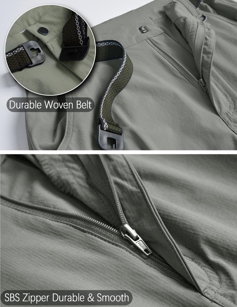 AREOUTS Men's Cargo Work Hiking Pants Lightweight Water Resistant Quick Dry Fishing Travel Camping Outdoor Breathable Multi Pockets Sage Green XL - Image 3