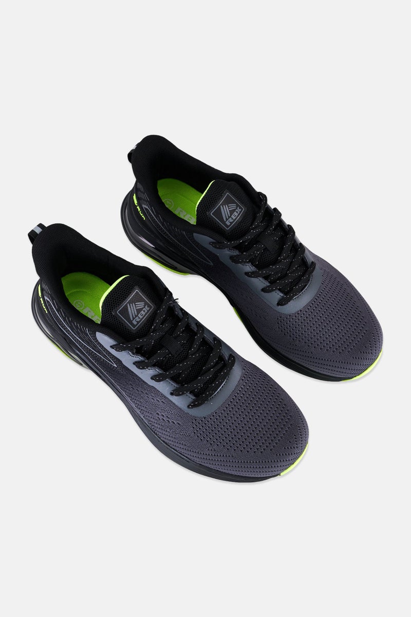 RBX Men Brand Logo Lace Up Running Shoes, Dark Grey - Image 4