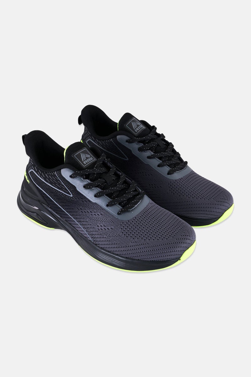 RBX Men Brand Logo Lace Up Running Shoes, Dark Grey - Image 1